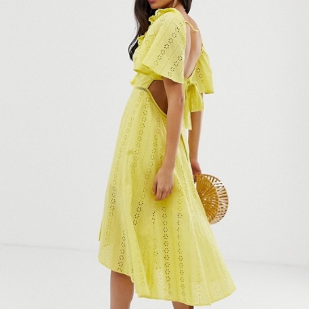 Finders keepers yellow lace summer midi dress
